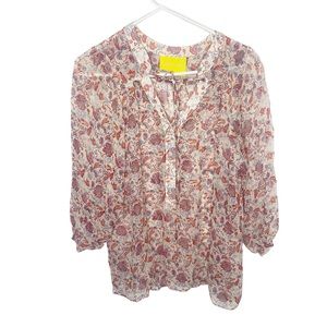 Aaron Ashe floral silk blouse large